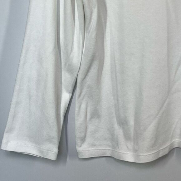 Chico’s Women’s Cotton Pullover Crew Neck LLong Sleeve T-Shirt White Size 1 - Picture 3 of 7